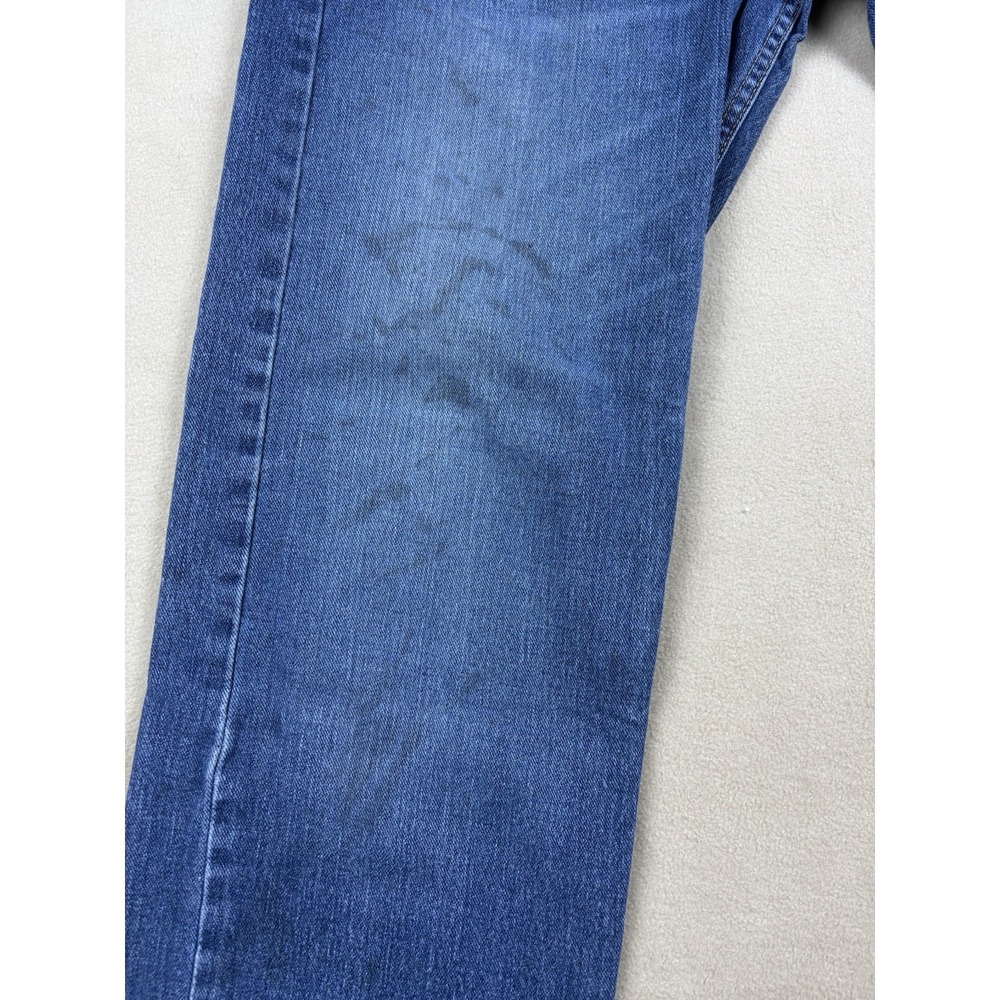 Levis 505 Mens Jeans 36x33 Straight Leg Medium Wash Distressed Workwear Pants - Picture 3 of 10